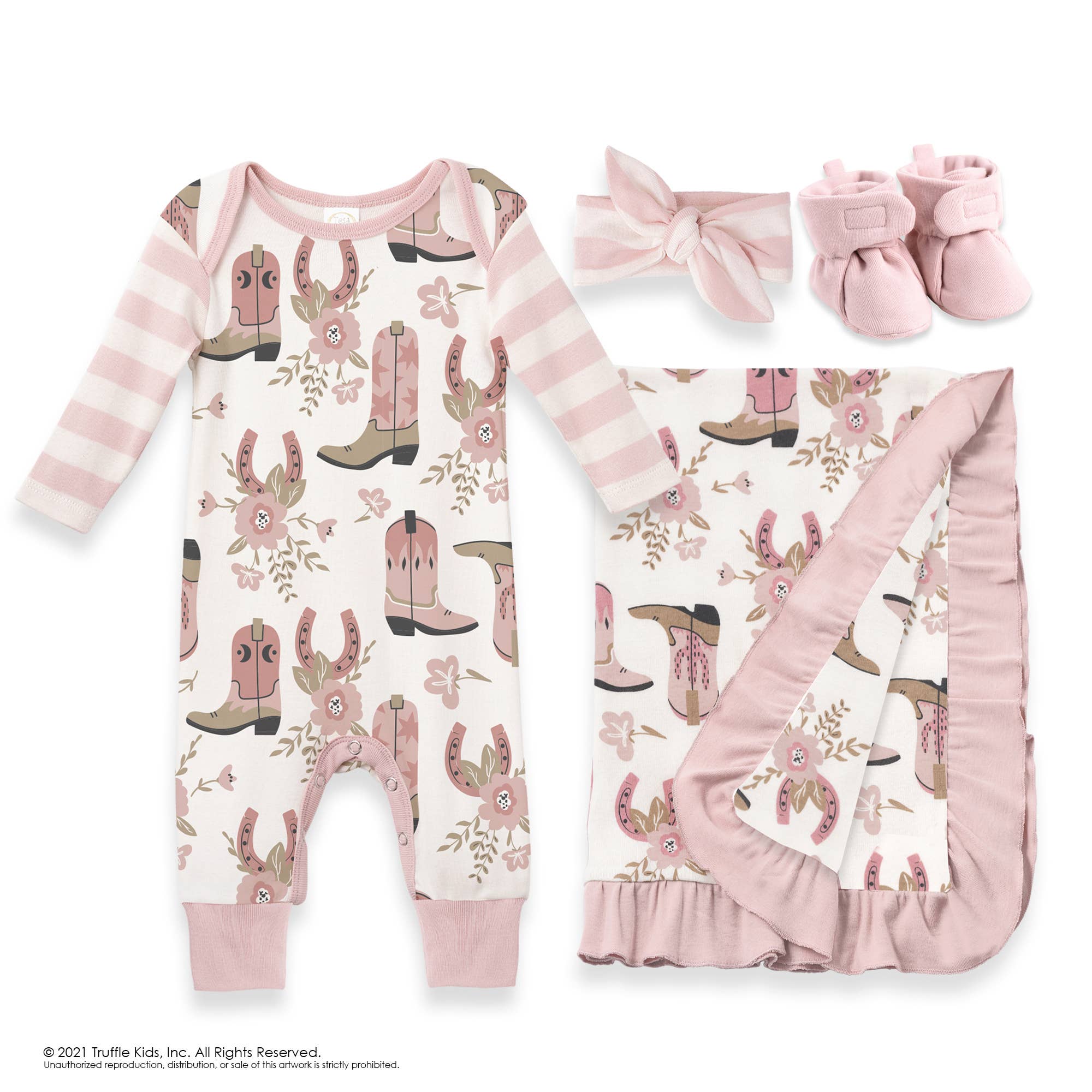 Western Cowgirl Boots Baby Cotton Romper: 6-9M