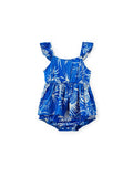 Baby Girl Blue Leaf Pattern Sleeveless Romper: Blue / Baby Girl: 9-12M