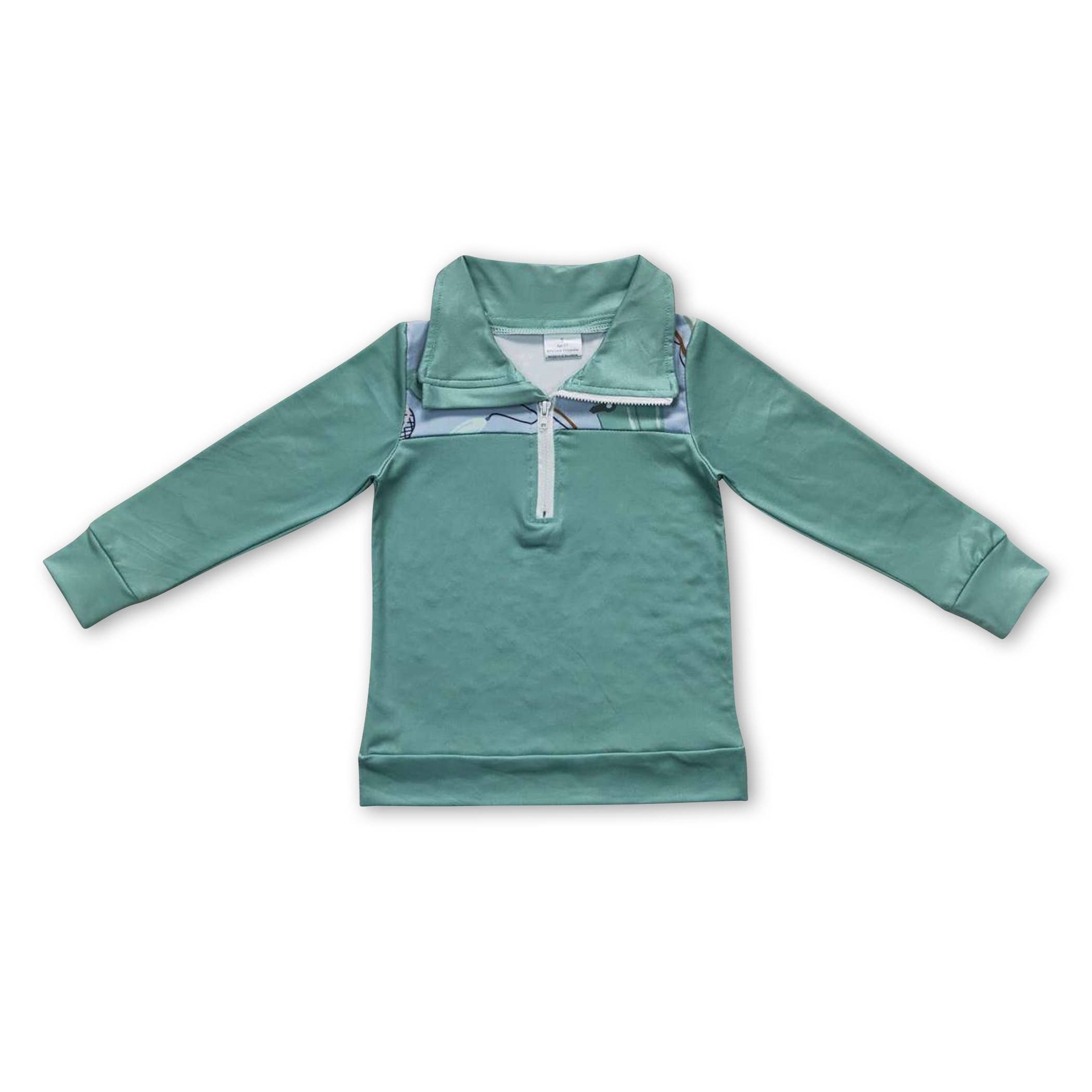 Fishing long sleeves baby boy zipper romper: Romper / 6-12M