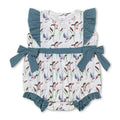 Flutter sleeves duck bow baby girls summer romper: 12-18M