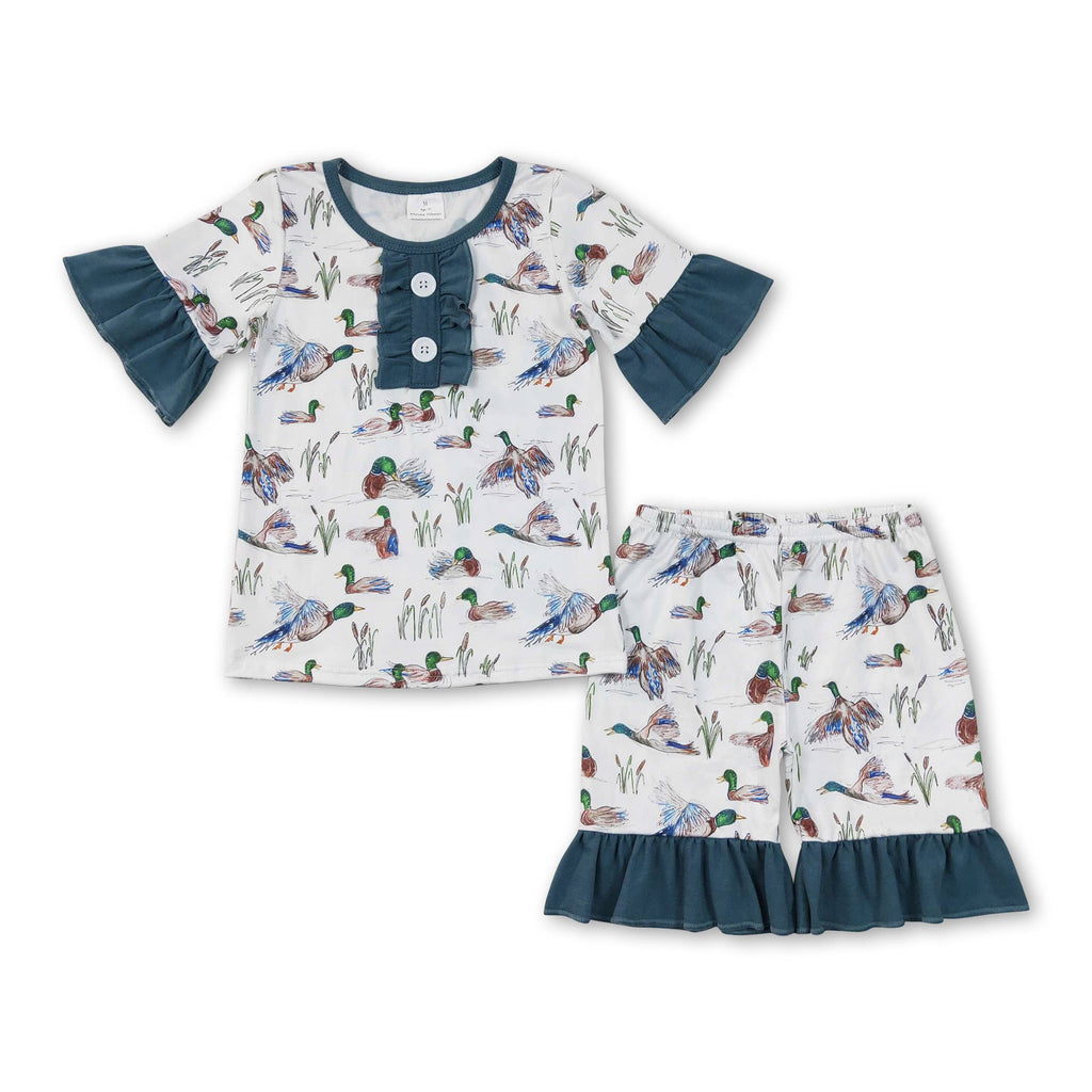 Flutter sleeves duck baby girls summer romper: Boys romper / 3-6M