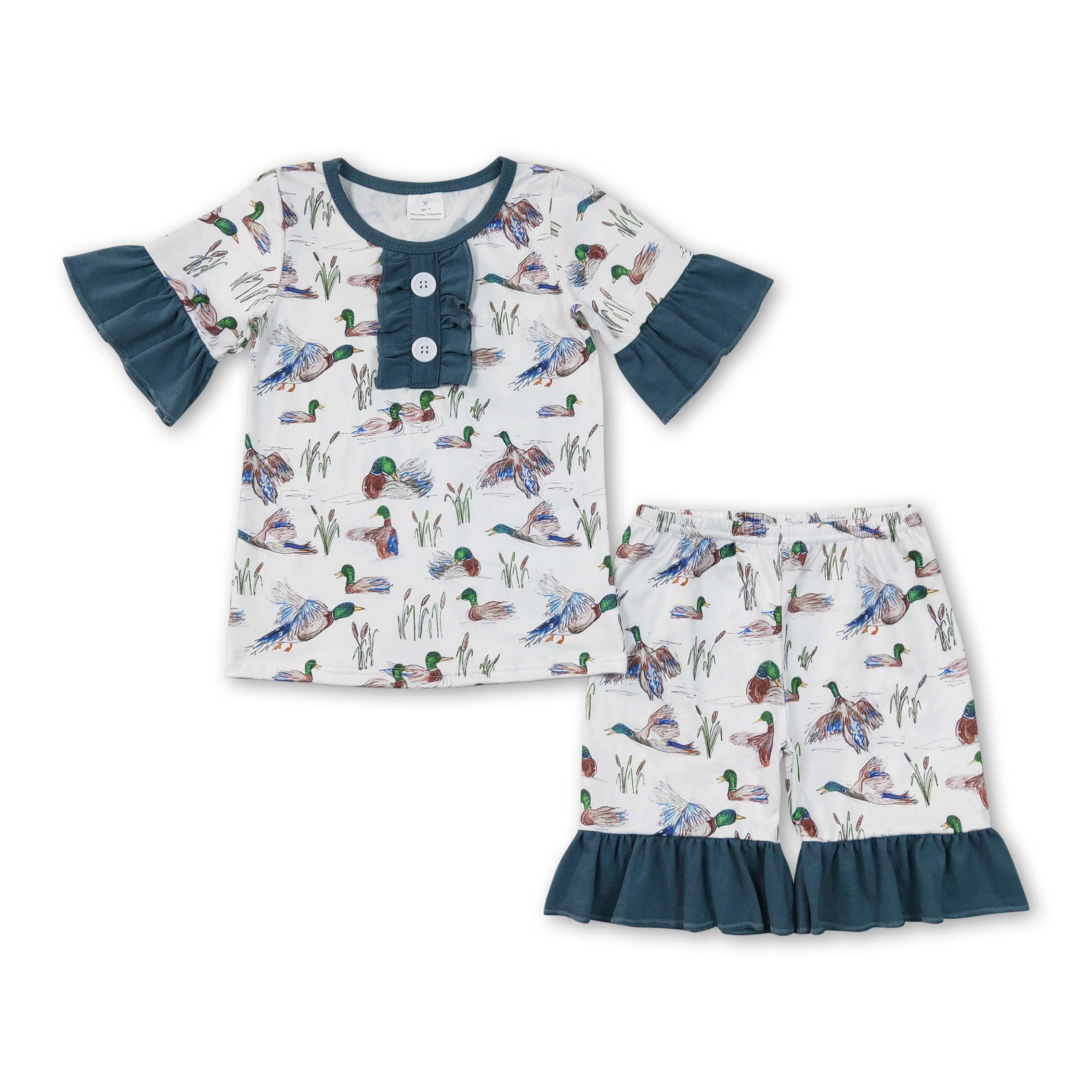 Flutter sleeves duck baby girls summer romper: Boys romper / 3-6M
