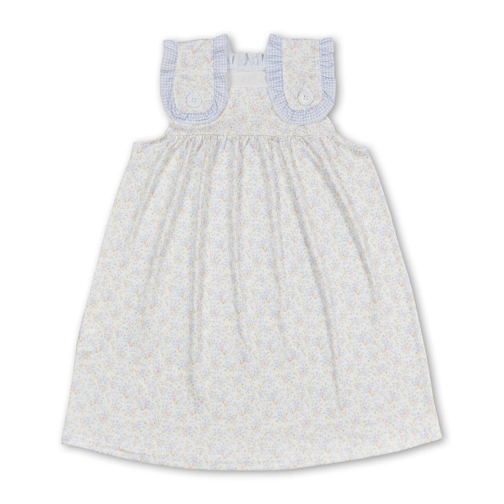 Plaid sleeveless floral kids girls summer dresses: Dress / 4T