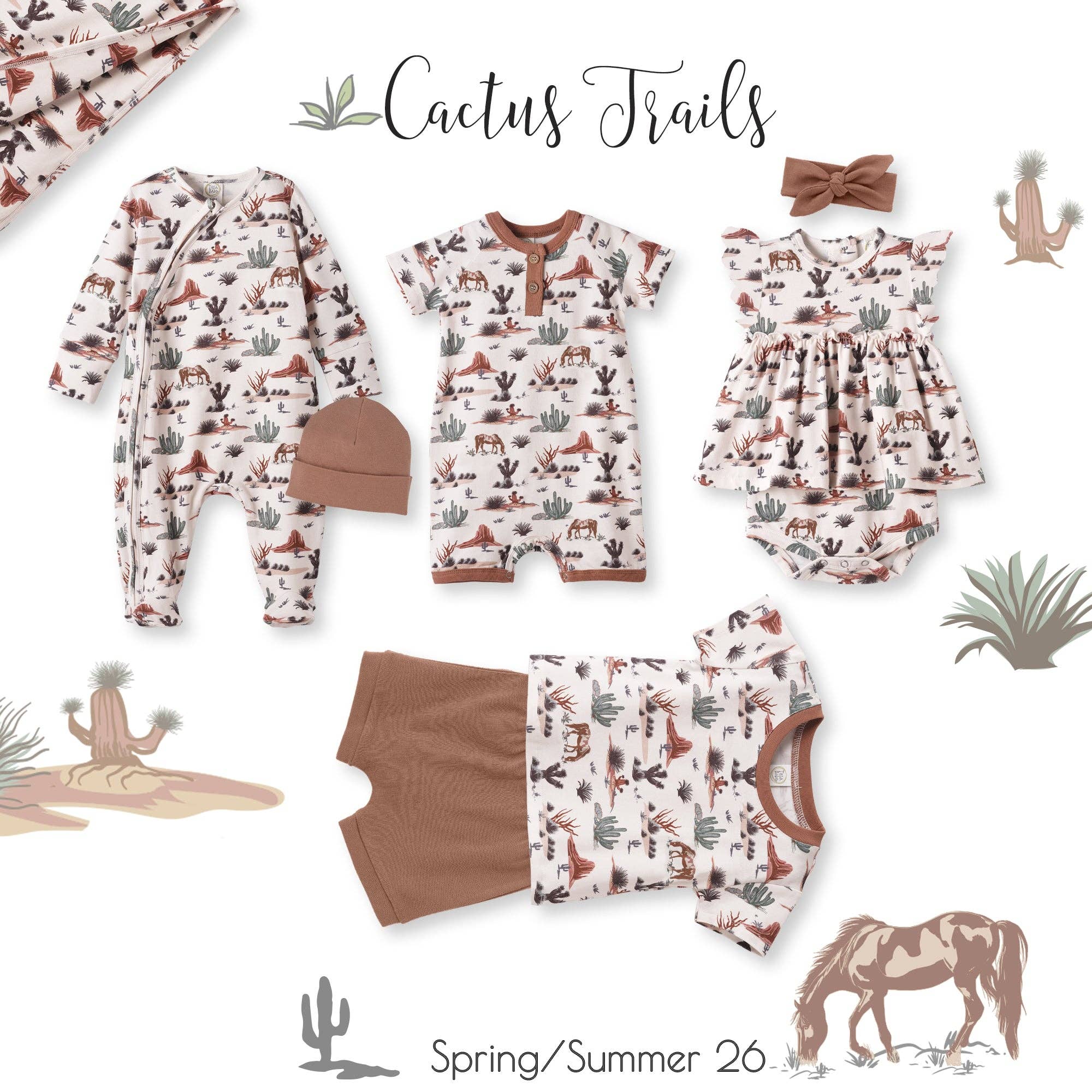 Baby Boy Shorty Romper – Bamboo Cactus Trails Henley Outfit: 6-9M