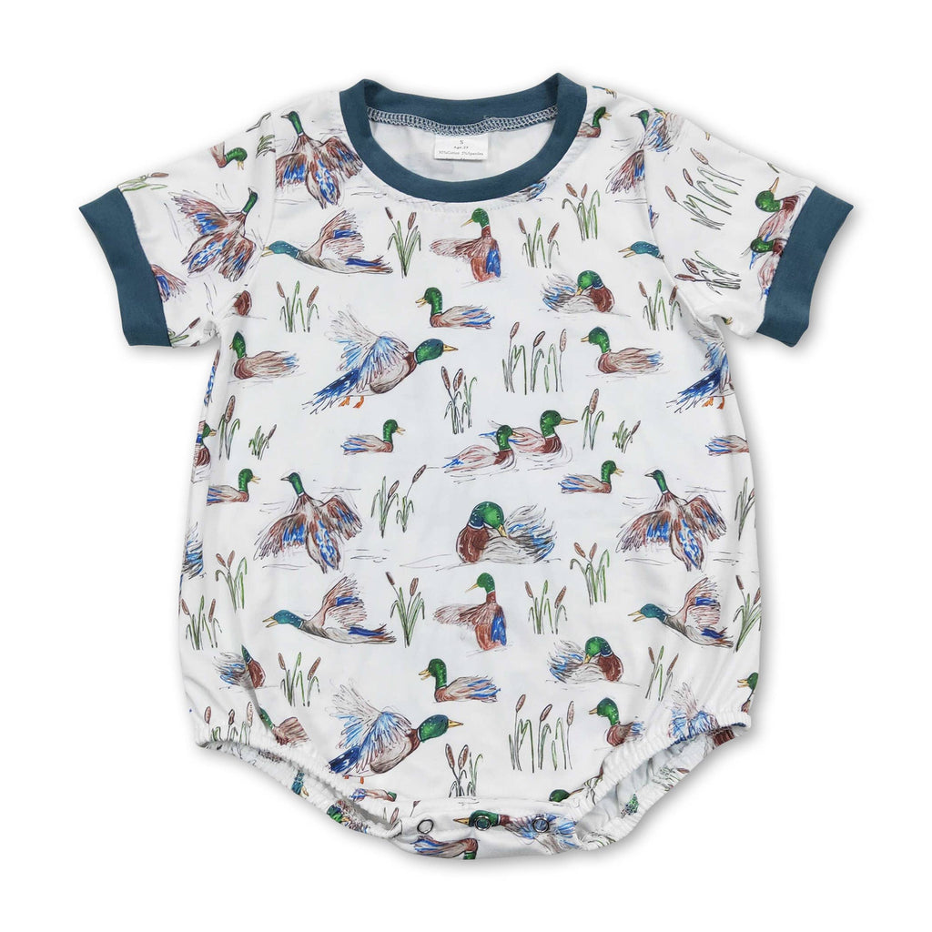 Flutter sleeves duck baby girls summer romper: Girls romper / 3-6M