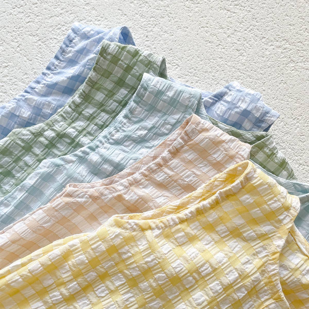 Blue White Checkered Sleeveless Romper for Baby: Blue / 3-6M