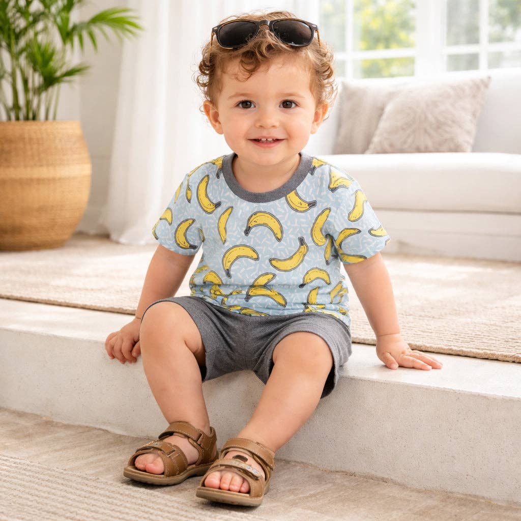 Banana Split Bamboo T-Shirt & Cotton Shorts Set for Boys: 2T