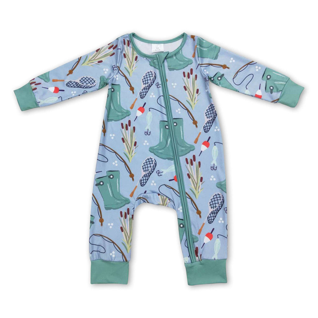 Fishing long sleeves baby boy zipper romper: Romper / 6-12M
