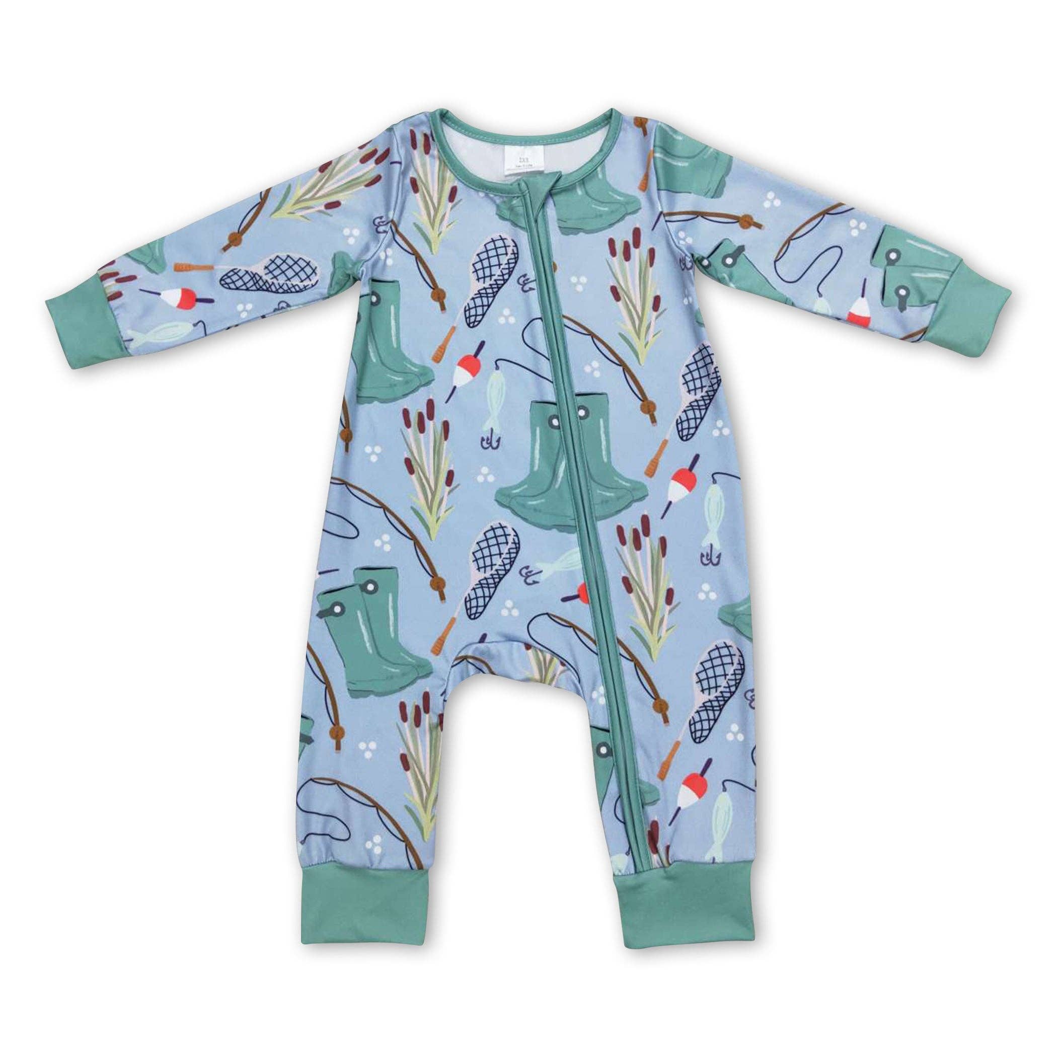 Fishing long sleeves baby boy zipper romper: Romper / 6-12M
