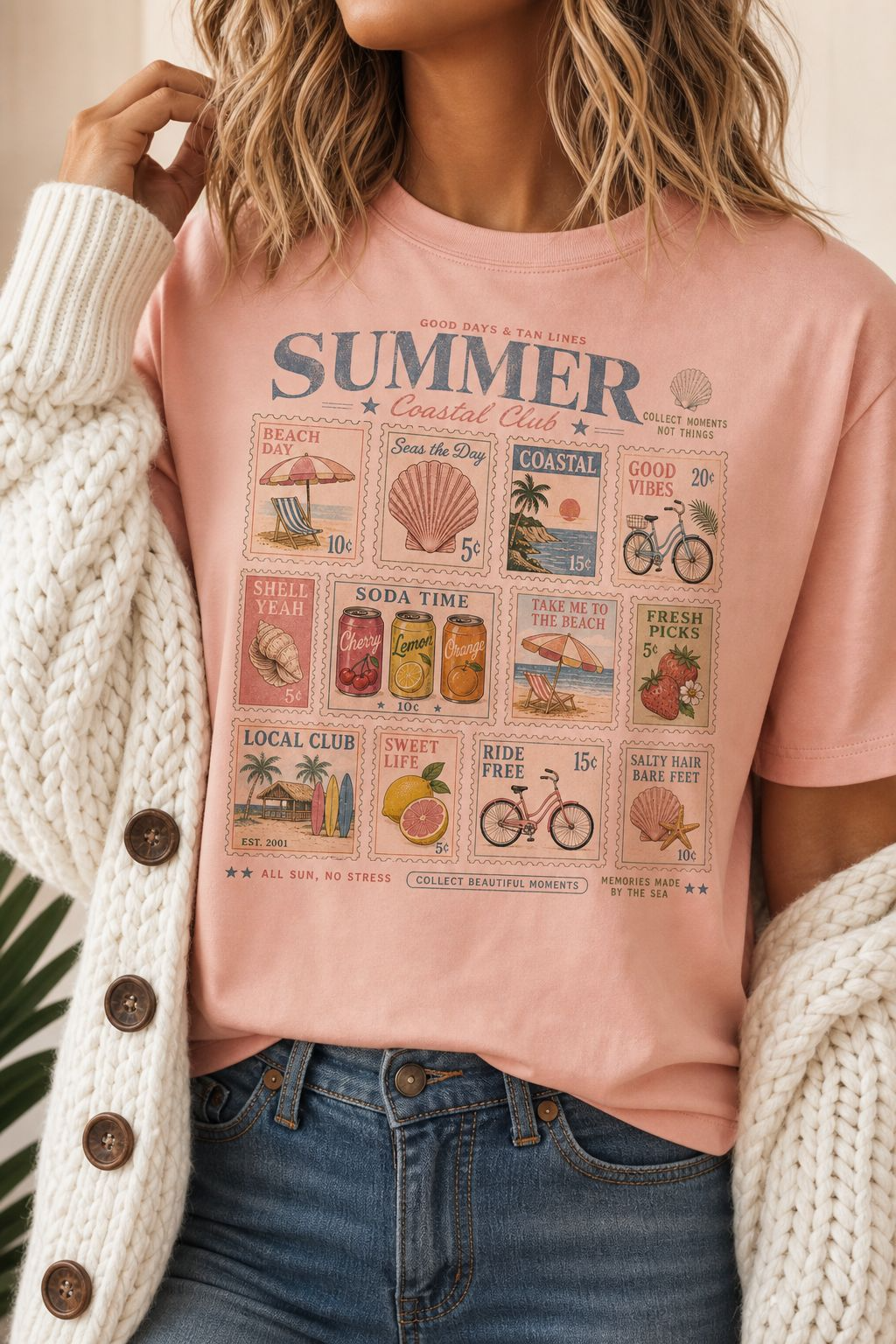 Summer Coastal Club Stamps Tee