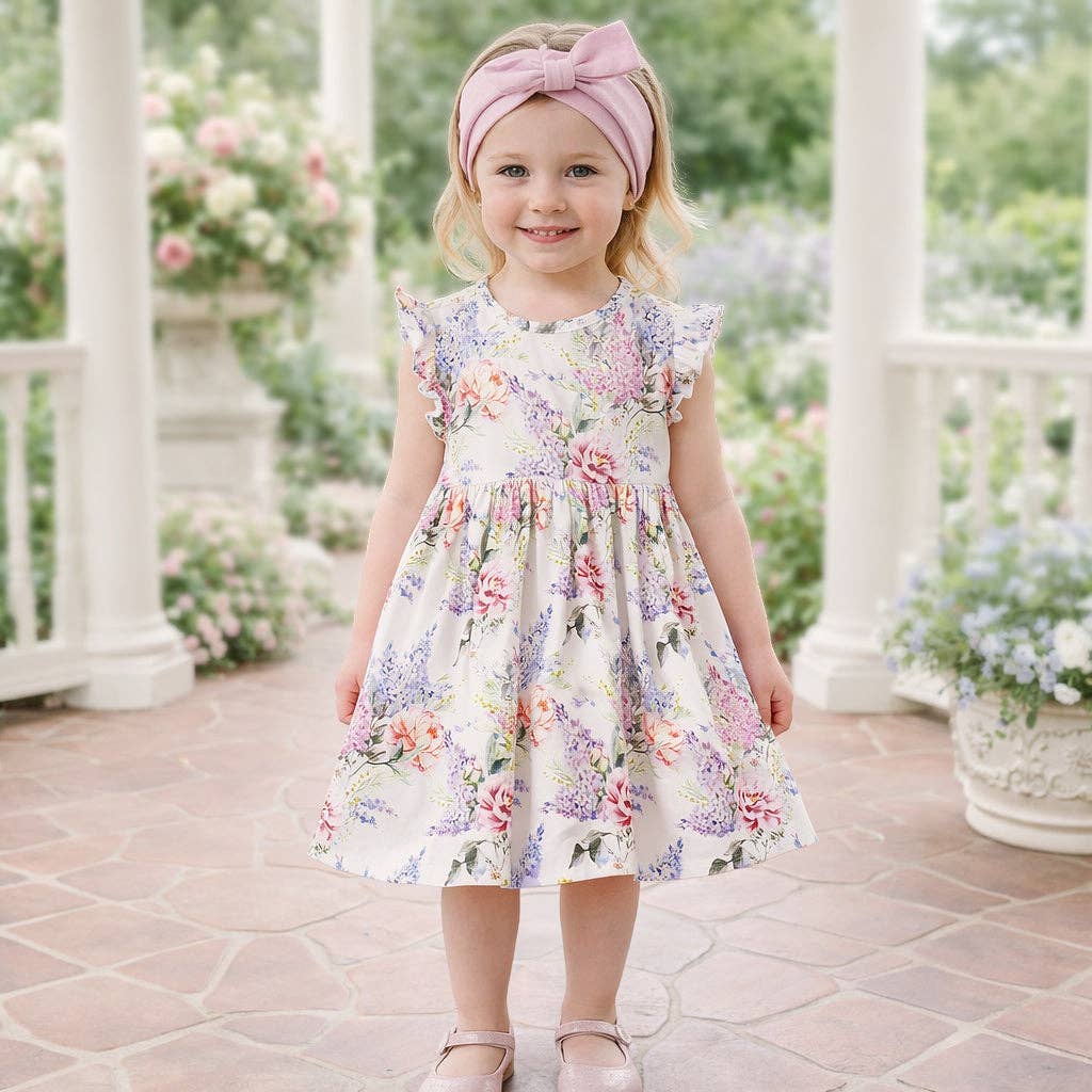 Dream Blossom Bamboo Baby Toddler Dress -Watercolor Floral: 2T