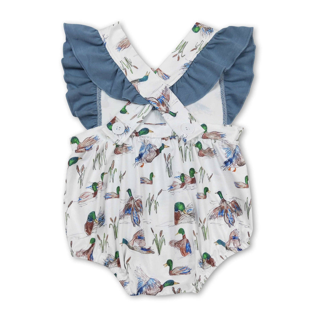 Flutter sleeves duck baby girls summer romper: Boys romper / 3-6M