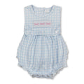Sleeveless bow embroidery plaid ruffle baby girls romper: 3-6M