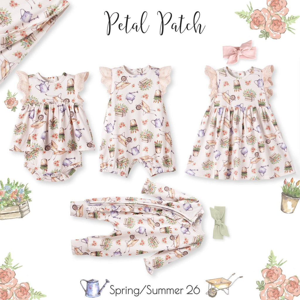 Sweet Garden Skirted Bodysuit – Bamboo Baby Outfit: 3-6M