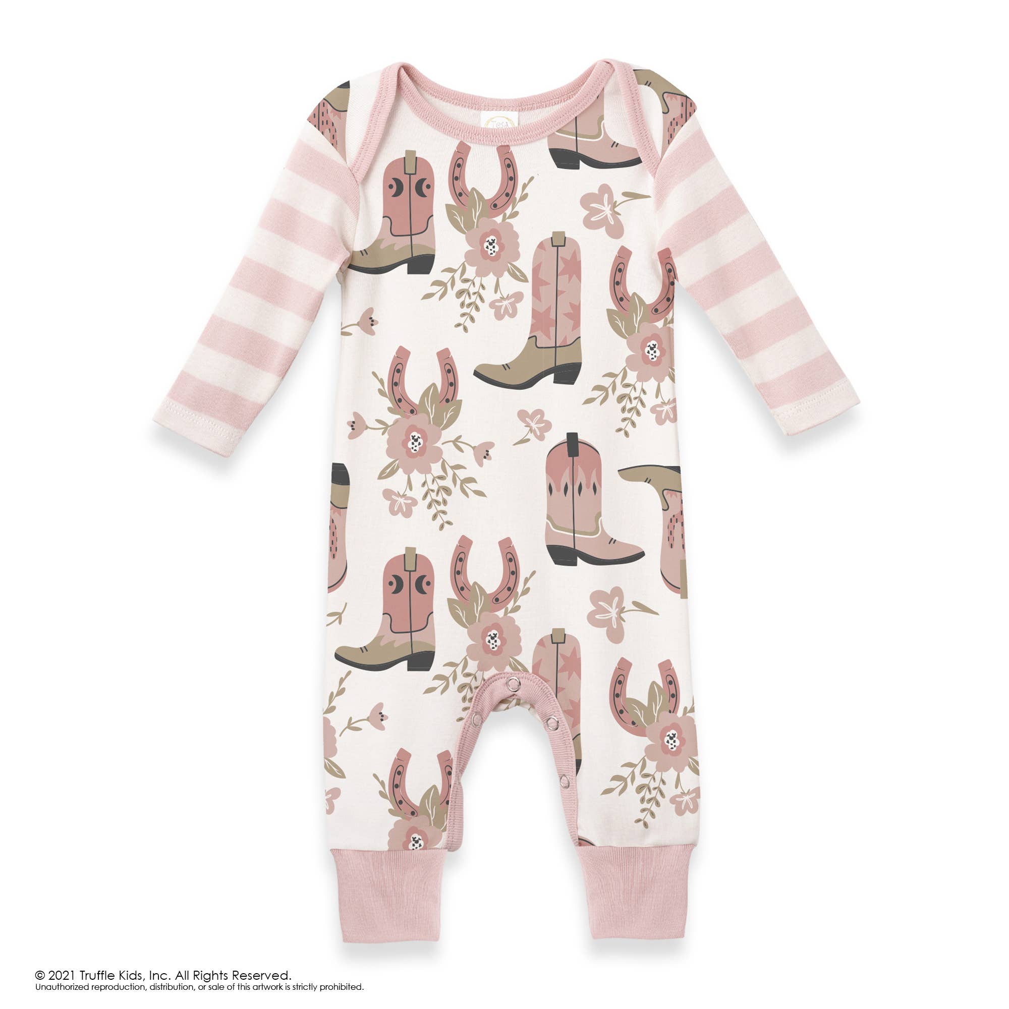 Western Cowgirl Boots Baby Cotton Romper: 6-9M