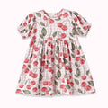 Cherry Picnic Puff Sleeve Bamboo Dress: 3T